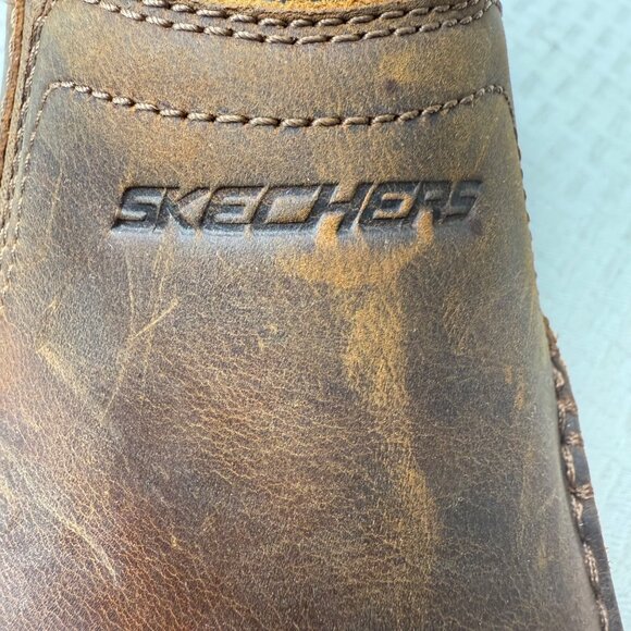 Skechers Mens Relaxed Fit Brown Leather Slip-Ons Size 11 Air-Cooled Memory Foam - Picture 6 of 9